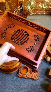 Khay trà chân quỳ gỗ gụ đẹp và sang trọng