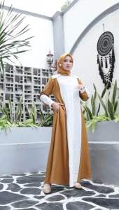 gamis linen bordir mix linen crespo full kancing