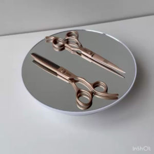 เซตกรรไกรตัดและกรรไกรซอย สีโรสโกลด์ ขนาด 6นิ้ว มือขวา