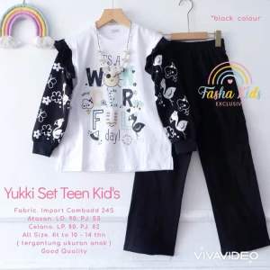 [[ New Arrival ]] Setelan Kaos Anak Remaja Tanggung Model Terbaru Yukki Set Teen Kids By Fasha Outfit Baju Anak Kekinian Motif Lucu Oneset Anak Katun Combed usia 10-14 Tahun Setcel Kulot Cargo Anak Casual One Set