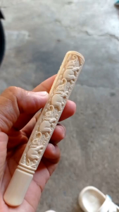 once pipa GG asli lokal model bulat ukiran gajah panjang 12cm mulus bahan merah bening original