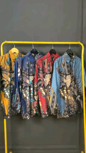 eunoiabatik - Kemeja Batik Katun Pria Lengan Panjang Motif Manuk Tarung