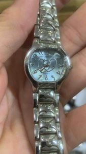 Đồng hồ nữ MARY-KATEANDASHLEY size 25mm mặt xanh nhạt dáng độc dây kim loại mạ thép dài 18cm tháo cắt thoải mái
