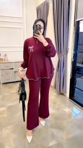 youras setcel wanita kaos knit rajut import bordir cantik