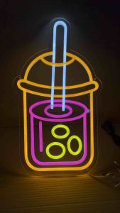 ป้ายไฟ ป้ายไฟร้าน ป้ายไฟตัวอักษร ป้ายไฟวิ่ง ป้ายไฟนีออน ป้ายไฟled ป้ายไฟOPEN ชานมไข่มุก สีทอง 50x28cm 1250บาท