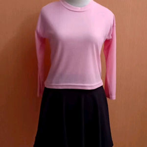 atasan kaos wanita crop top pink muda pastel M L blouse santai cute remaja dewasa