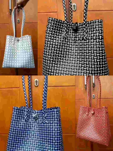 TAS ANYAMAN JALI PREMIUM LURIK SIZE M TAS WANITA BAHAN PLASTIK