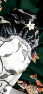 NYONYA BATIK Fabric only floral pattern off white navy colour