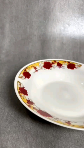 Piring Makan Keramik uk 8 inch cekung motif kembang