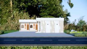 แบบบ้านพักอาศัยรวมโมเดิร์นกล่อง 1 ชั้น