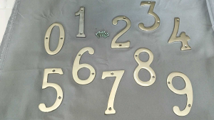Nomor Plat Rumah Kantor / Angka Huruf Kuningan Brass Chrome Number - Koleksi Asli