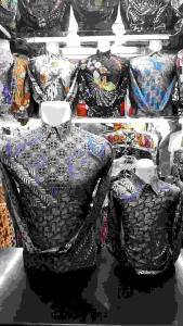 Batik Couple Ayah dan Anak Katun Solo Premium Biru Denim