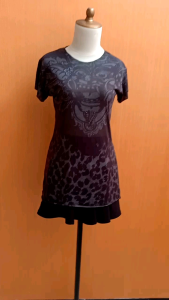 atasan kaos wanita hitam abu BORNTOBALI cewek M L lengan pendek santai transparan cute santai