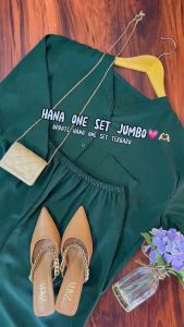 Hana Set Crinkle Airflow Premium Import UKURAN JUMBO LD 120 / Hana One Set Crinkle Airflow Premium LD 110 Baju Celana Wanita Muslim Panjang