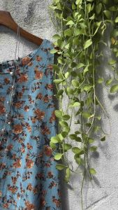 Đầm linen fom chữ A hoa văn 50-75kg chất linen stock sang đẹp - Thy Fashion - Women Nữ