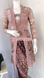 Set Kebaya Pesta Modern: Kebaya Tunik Ibu Hajat & Rok Plisket Elegan