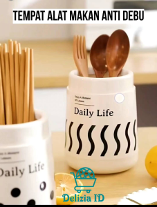 Tempat Penyimpanan Peralatan Makan Sendok Garpu Sumpit dengan Tutup