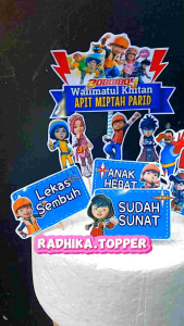 Topper kue Boboiboy Khitan happy Birthday boboboy custom nama