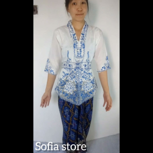 Atasan Kebaya Encim Bordir Remaja Dewasa Lengan 3/4 Amanda Warna Putih