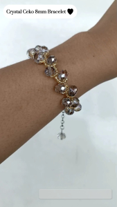 Gelang Crystal Ceko 8 mm Rumbai Rantai Anti Karat