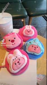 Móc khoá Loopy Có Ngăn Kéo Hình Tròn Thỏ Hồng Cá Xanh Siêu Cute Lông Mịn Dễ Thương