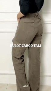 Celana cargo jeans wanita higwaist tali pinggang/celana panjang wanita cargo loose pants/ celana cargo model Korean style/cargo jd41 Korean