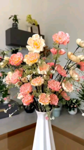 5 CÀNH.  Hoa Lụa Trang Trí.Hoa Trà Gạo Cổ.50 Nụ 25 Bông/1 Cành Dài 60Cm