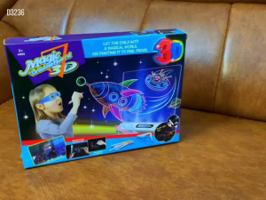 Mainan edukasi anak 3D magic drawing board LED papan gambar neon