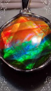 (Actual Items) Natural Canadian Ammolite Star of David S925 Pendant 12mm 天然加拿大斑彩石大卫星S925吊坠 (G123)