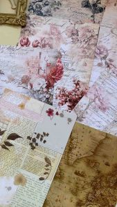 SCRAPBOOK PAPER | KERTAS SCRAPBOOK MURAH Vintage Paper Journal Journaling DECO diari buku catatan Kertas motif pattern kuno retro kertas scrapbook vintage paper scrapbook journal retro flower kertas dekorasi