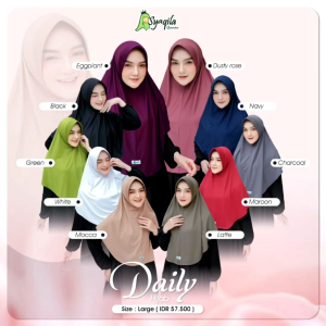 Hijab Daily by Syaqila Bergo Pad Size M dan L Bahan Jersey Premium