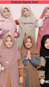 Khimar Anak Myrtle by Aden Hijab Kids Premium Branded Bahan Cerutty 2 Layer Model Runcing