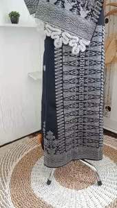 Songket silungkang navy silver full kristal premium