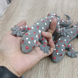 3pcs Giant Spotted Gray Grey Lizard CICAK Toy Foam Sponge Squishy for Cat Pet