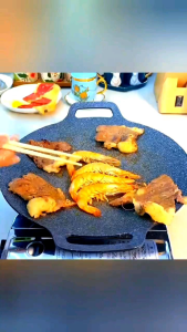 ESA Korean Round Grill Pan Alat Pemanggang wajan Konduksi anti lengket Tempat BBQ multiGrill Pan