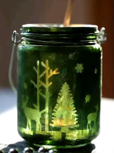 (SG seller) christmas candle holder handpainted glass jar cup great idea for gift