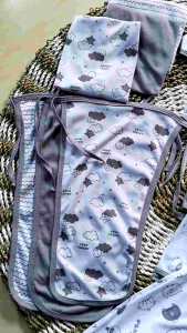 12 Pcs Baju Bayi Baru Lahir Seri Abu Abu Motif Terbaru