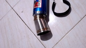 NLK Knalpot Silencer untuk motor/ Tabung warna biru alumanium inlet 50 mm saringan bor