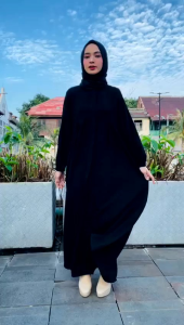 BAJU GAMIS DARBY JETBLACK HITAM POLOS / GAMIS HITAM PEKAT