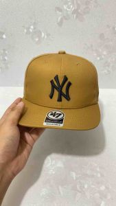 TOPI PRIA SNAPBACK NY LOGO BORDIR TIMBUL WARNA COKELAT BAHAN KATUN FULL TAG