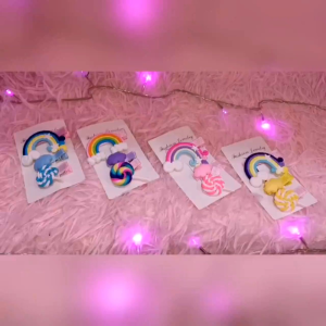 F711 (3PCS) Jepitan Rambut Rainbow Clay / Aksesoris Rambut Pelangi Anak / Kado Ultah Lucu
