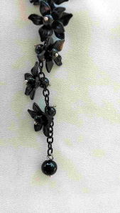 Hijabnur1 - Bros Hijab Juntai Bunga Kecil Seri Black - Peniti Dagu Panjnagn - Pin Hijab Mutiara Handmade