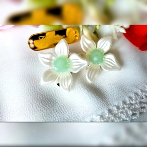 Hijabnur1 - Sepasang Anting Bunga Besar - Anting Jepit - Anting Klip Hijab Handmade