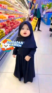 baju gamis bayi perempuan Newborn 0-6 bulan 8-18 bulan free hijab / gamis anak 1-2 tahun / baju lebaran / baju muslim