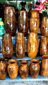 Lọ hoa gỗ to cắm hoa lông công hoặc trưng bày gỗ tự nhiên