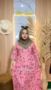 Midi Dress Miranda Lengan 3/4 Daster Rayon Motif Bunga Busui Friendly