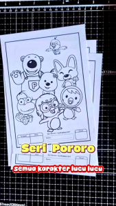 iyasayuriart - Lembar Mewarnai Anak - Coloring Paper A5 - A4 - banyak Pilihan Seri Berbagai karakter