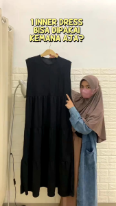 Inner Dress Rempel Susun Bahan Rayon Premium Jumbo Basic Busui Tanpa Lengan Iner Dres Gamis Kutung Rampel Ld 110-120 Maxi Busui Singlet Terbaru Bisa COD Terbaru Terlaris Bisa COD
