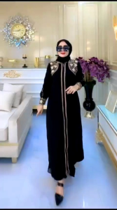 Abaya turki warna hitam mewah