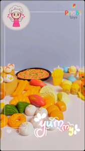 Đồ chơi nấu ăn 88 chi tiết dimsum gà rán bánh bao bánh kẹo buffet nhà hàng 20A2 Peekabootoys